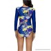 Ayliss Women's Printed Long Sleeve Rash Guard Tankini Swimsuit Surfing Swimwear Blue Zippered 1 Pc Monokini B079NBQVMJ